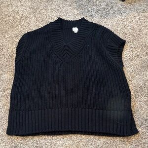 Black V-Neck Knit Sleeveless Sweater Vest